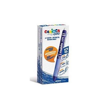 (4304302) CARIOCA BOLÍGRAFO TINTA BORRABLE OOPS RETRÁCTIL MONOCOLOR AZUL CAJA 12 UD