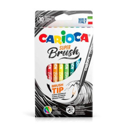 (42937) CARIOCA ROTULADOR SUPER BRUSH PUNTA PINCEL COLORES SURTIDOS ESTUCHE 10 UD