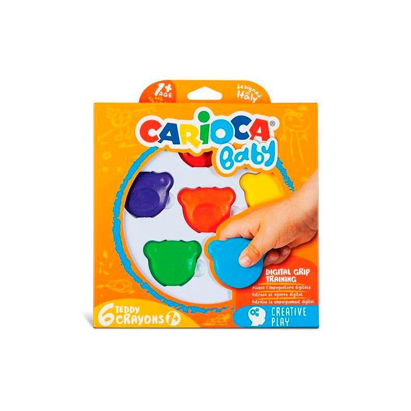 (42956) CARIOCA CERAS TEDDY 1+ CON FORMA DE OSITO COLORES SURTIDOS ESTUCHE 6 UD (42956) CARIOCA CERAS TEDDY 1+ CON FORMA DE OSITO COLORES SURTIDOS ESTUCHE 6 UD