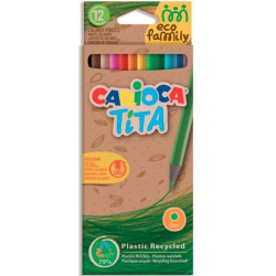 (43097) CARIOCA LÁPICES DE COLORES TITA ECO FAMILY HEXAGONAL C/SURTIDOS ESTUCHE 12 UD