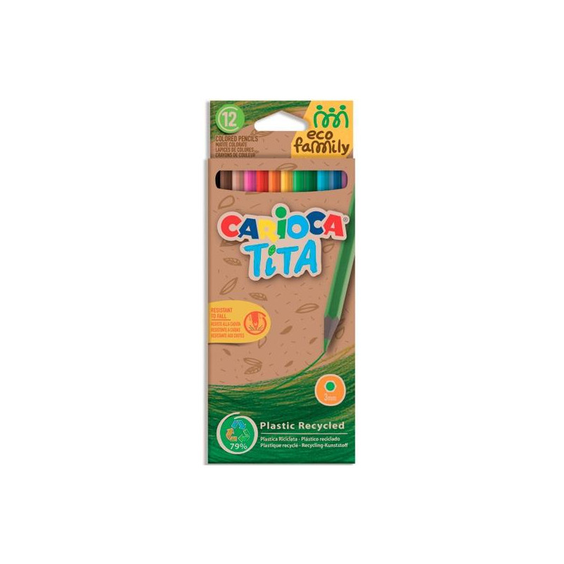 (43097) CARIOCA LÁPICES DE COLORES TITA ECO FAMILY HEXAGONAL C/SURTIDOS ESTUCHE 12 UD