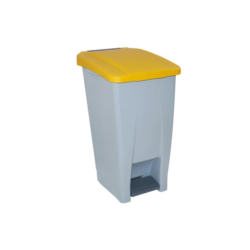 (23300AM) DENOX CONTENEDOR SELECTIVO 60 LITROS C/PEDAL TAPA Y RUEDAS GRIS/AMARILLO