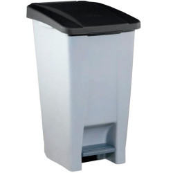 (23400NE) DENOX CONTENEDOR SELECTIVO 120 LITROS C/PEDAL TAPA Y RUEDAS GRIS/NEGRO