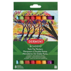 (98208) DERWENT ACADEMY ESTUCHE 8 ROTULADORES DOBLE PUNTA ( FINA Y BISELADA ) C/SURTIDOS