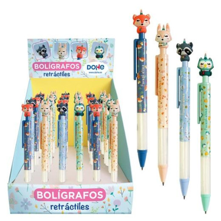 (51212) DOHE BOLÍGRAFO RETRÁCTIL FOREST ELVES 4 MODELOS COLORES SURTIDOS TINTA AZUL EXPOSITOR DE 36 UD