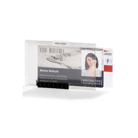 (892119) DURABLE IDENTIFICADOR PUSHBOX DUO SOPORTE PARA 2 TARJETAS 54X87MM PLÁSTICO TRANSPARENTE
