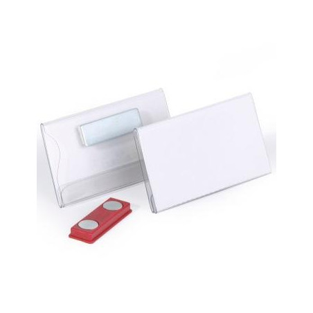 (811619) DURABLE PORTANOMBRES IDENTIFICADOR CON IMÁN 40X75MM TRANSPARENTE -25U-