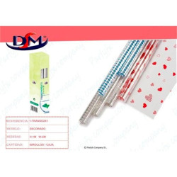 (1-TRANSD2X1) DM PAPEL REGALO ROLLO 1X2M TRANSPARENTE DECORADO