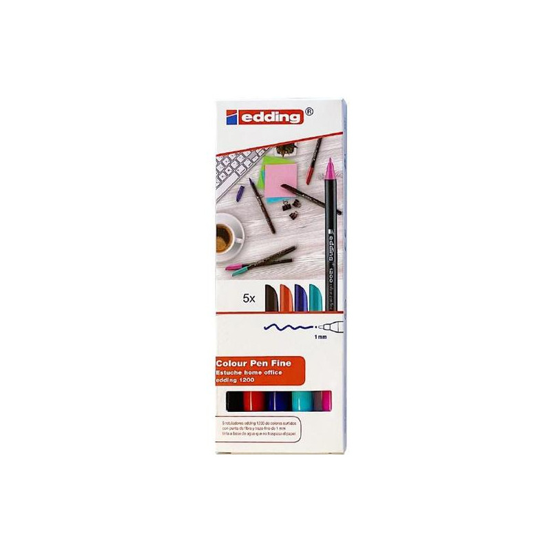 (1200-5-S) EDDING ROTULADOR 1200 HOME OFFICE PUNTA FINA C/SURTIDOS ESTUCHE 5 UD (1200-5-S) EDDING ROTULADOR 1200 HOME OFFICE PUNTA FINA C/SURTIDOS ESTUCHE 5 UD