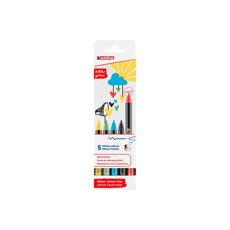 (4-1200-5-3) EDDING ROTULADOR 1200 GLITTER BÁSICO COLORES SURTIDOS PACK 5 UD (4-1200-5-3) EDDING ROTULADOR 1200 GLITTER BÁSICO COLORES SURTIDOS PACK 5 UD