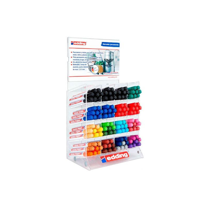 (4-73000) EDDING MARCADOR PERMANENTE 3000 GAMA COMPLETA COLORES SURTIDOS EXPOSITOR 128 UD (4-73000) EDDING MARCADOR PERMANENTE 3000 GAMA COMPLETA COLORES SURTIDOS EXPOSITOR 128 UD