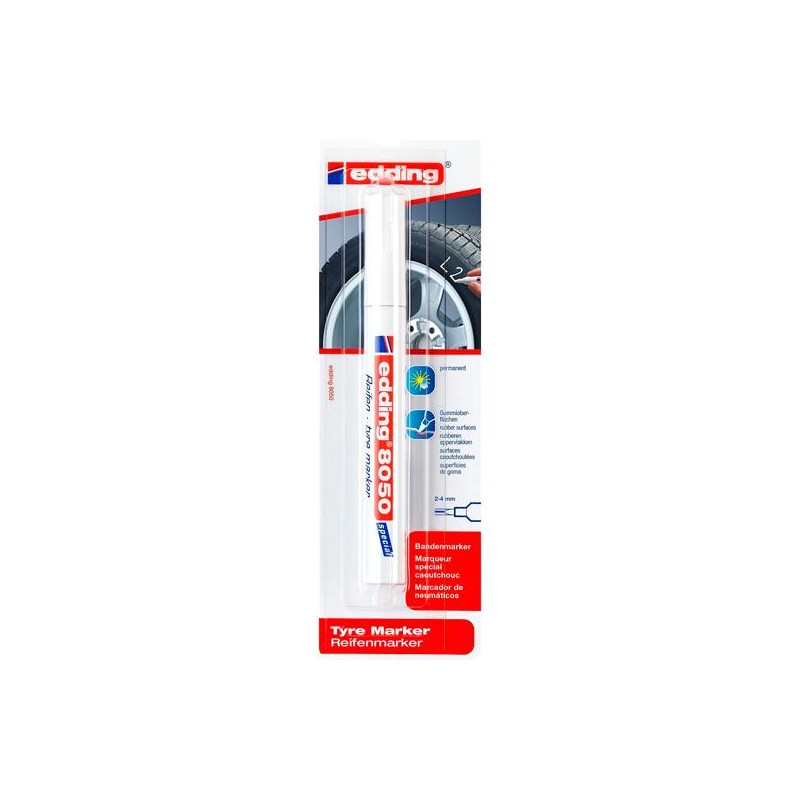 (e-8050/1) EDDING MARCADOR PERMANENTE PARA NEUMÁTICOS Y SUPERFICIES DE GOMA BLÍSTER BLANCO (e-8050/1) EDDING MARCADOR PERMANENTE PARA NEUMÁTICOS Y SUPERFICIES DE GOMA BLÍSTER BLANCO