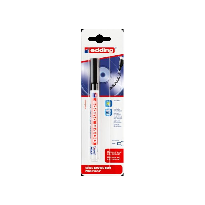 (e-8400-1-1-4001) EDDING MARCADOR PERMANENTE CD/DVD/BDS NEGRO BLÍSTER 1 UD