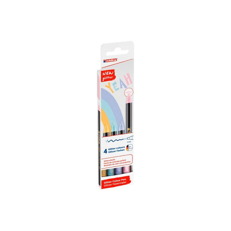 (4-1200-4-3) EDDING ROTULADORES 1200 GLITTER PUNTA FINA C/SURTIDOS PASTEL ESTUCHE 4 UD