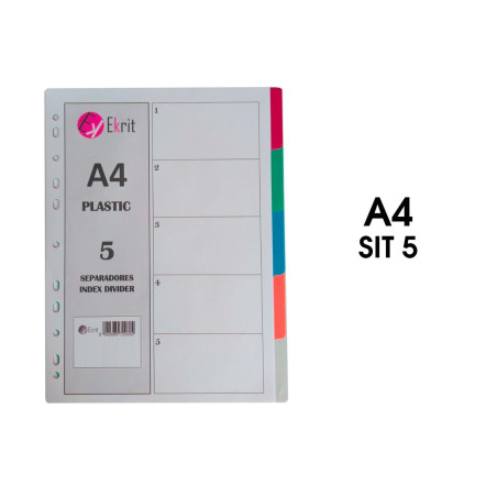 (SIT-5H) EKRIT SEPARADORES PP A4 11 TALADROS 5 POSICIONES