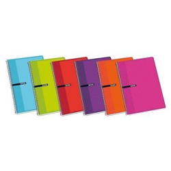 (100430103) ENRI CUADERNO ESPIRAL 80H 1/4 60GR 4X4MM C/MARGEN TAPAS BLANDAS C/SURTIDOS