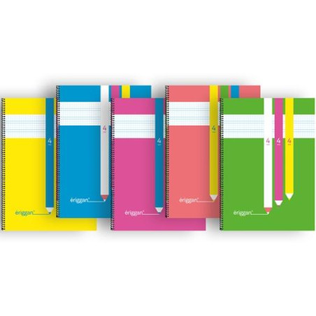 (NSFP4) ERIGGAN CUADERNO ESPIRAL 80H FOLIO 90GR 4X4MM TAPA PP C/SURTIDOS