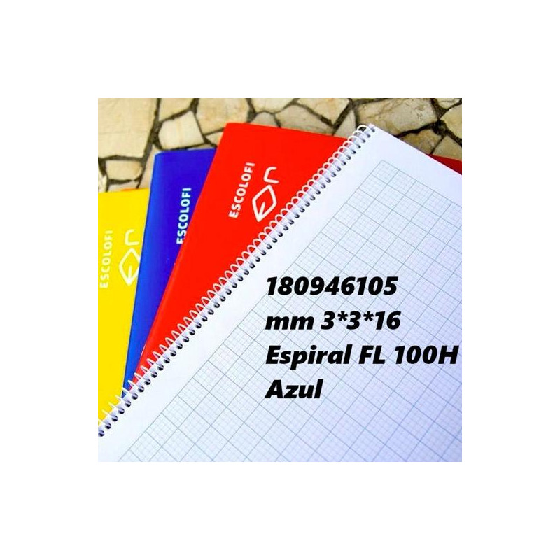(180946105) ESCOLOFI CUADERNO ESPIRAL 100H FOLIO 70GR MILIMETRADO 3X3X16 AZUL (180946105) ESCOLOFI CUADERNO ESPIRAL 100H FOLIO 70GR MILIMETRADO 3X3X16 AZUL