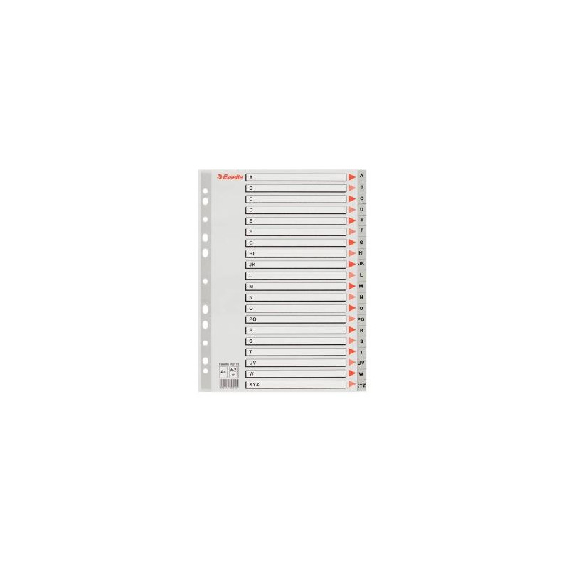 (100112) ESSELTE ABECEDARIO SEPARADOR MULTITALADRO A-Z POLIPROPILENO A4 GRIS CON CARÁTULA ÍNDICE CARTÓN COLOR (100112) ESSELTE ABECEDARIO SEPARADOR MULTITALADRO A-Z POLIPROPILENO A4 GRIS CON CARÁTULA ÍNDICE CARTÓN COLOR