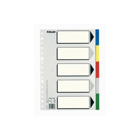(11609) ESSELTE SEPARADORES 5 POSICIONES FOLIO PP COLORES CON CARÁTULA ÍNDICE CARTÓN BLANCO / NEGRO