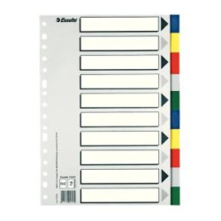 (11610) ESSELTE SEPARADORES 10 POSICIONES FOLIO PP COLORES CON CARÁTULA ÍNDICE CARTÓN BLANCO / NEGRO