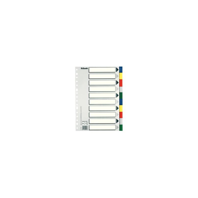 (11610) ESSELTE SEPARADORES 10 POSICIONES FOLIO PP COLORES CON CARÁTULA ÍNDICE CARTÓN BLANCO / NEGRO (11610) ESSELTE SEPARADORES 10 POSICIONES FOLIO PP COLORES CON CARÁTULA ÍNDICE CARTÓN BLANCO / NEGRO