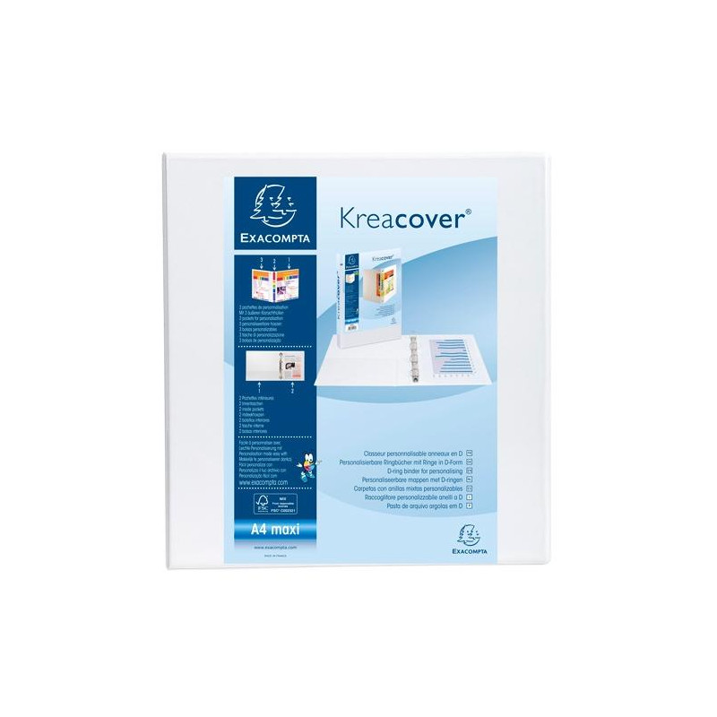 (51845E) EXACOMPTA CARPETA 4 ANILLAS MIXTAS 60MM KREACOVER FORRADA PP A4+ PERSONALIZABLE 3 BOLSOS EXTERIORES BLANCO (51845E) EXACOMPTA CARPETA 4 ANILLAS MIXTAS 60MM KREACOVER FORRADA PP A4+ PERSONALIZABLE 3 BOLSOS EXTERIORES BLANCO