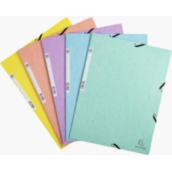 (55560E) EXACOMPTA CARPETA AQUAREL CARTÓN LUSTRADO 400 GR TRES SOLAPAS GOMAS A4 MATE SURTIDOS PASTEL -5U-