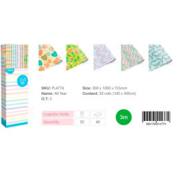 (PL4774) EUROPRICE PAPEL DE REGALO ROLLO 1X3M ALL YEAR