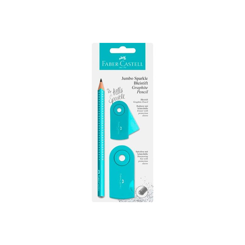 (111676) FABER CASTELL LÁPIZ DE GRAFITO JUMBO SPARKLE + GOMA DE BORRAR + AFILALÁPICES TURQUESA BLÍSTER (111676) FABER CASTELL LÁPIZ DE GRAFITO JUMBO SPARKLE + GOMA DE BORRAR + AFILALÁPICES TURQUESA BLÍSTER
