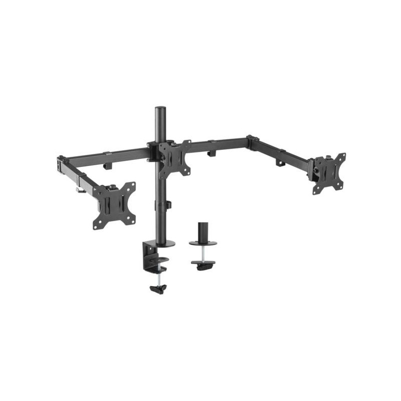 (DT27TSR-061) AISENS SOPORTE DE MESA GIRATORIO E INCLINABLE 3 PIVOTES 2 BRAZOS 3 MONITORES (13"-27")