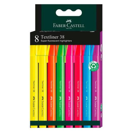 (157778) FABER CASTELL MARCADOR FLUORESCENTE TEXTLINER 38 C/SURTIDOS BLÍSTER 8 UD