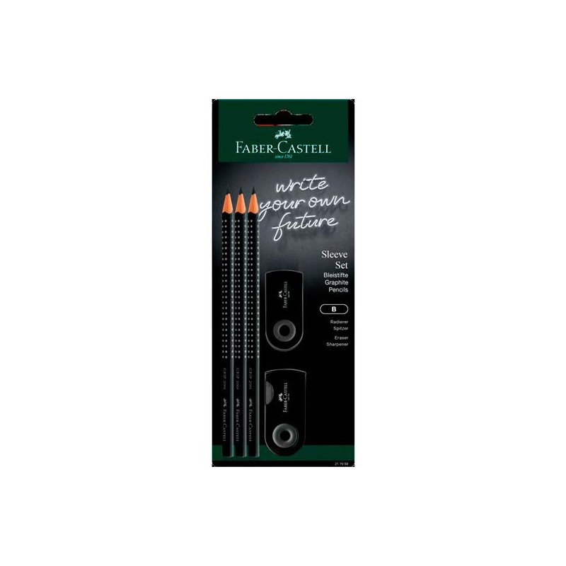 (217086) FABER CASTELL SET 3 LÁPICES GRAFITO GRIP + ACCESORIOS SLEEVE BLÍSTER (217086) FABER CASTELL SET 3 LÁPICES GRAFITO GRIP + ACCESORIOS SLEEVE BLÍSTER