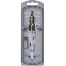 (174472) FABER CASTELL COMPÁS ARTICULADO DE AJUSTE RÁPIDO GRIP PLATEADO