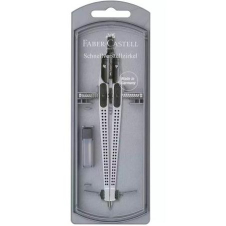 (174472) FABER CASTELL COMPÁS ARTICULADO DE AJUSTE RÁPIDO GRIP PLATEADO