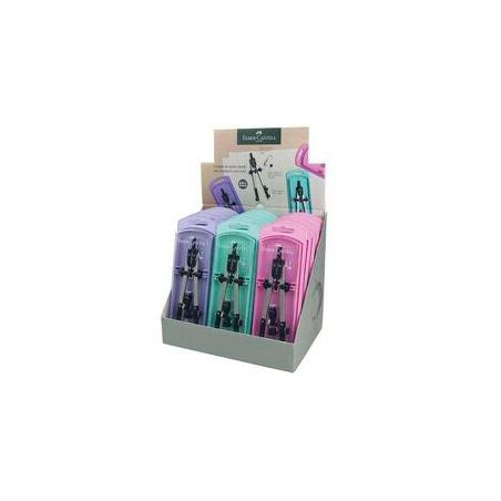 (32722-8-D-P) FABER CASTELL COMPÁS ARTICULADO DE AJUSTE RÁPIDO Y ADAPTADOR UNIVERSAL 17MCM C/RECAMBIO PASTEL