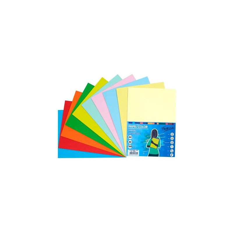 (17034) FABRISA PAPEL DIN A4 80GR INKJET/LÁSER PAQUETE 100H RETRACTILADO COLORES SURTIDOS PASTEL + FUERTES (17034) FABRISA PAPEL DIN A4 80GR INKJET/LÁSER PAQUETE 100H RETRACTILADO COLORES SURTIDOS PASTEL + FUERTES