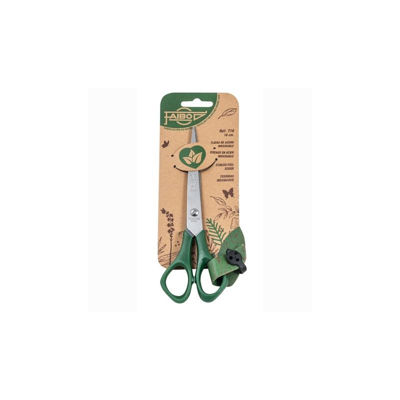 (T16) FAIBO TIJERAS OFICINA 16CM SIMÉTRICAS MANGO DE PLÁSTICO VERDE OSCURO (T16) FAIBO TIJERAS OFICINA 16CM SIMÉTRICAS MANGO DE PLÁSTICO VERDE OSCURO