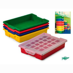 (786-03) FAIBO CAJA APILABLE DE ALMACENAJE PP 420X310X73MM 6L CON TAPA ROJO