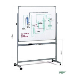 (11/11-5) FAIBO PIZARRA BLANCA ESTRATIFICADA LAS DOS SUPERFICIES VOLTEABLE MARCO DE ALUMINIO CON CAJETÍN 122X200CM (CON SOPORTE)