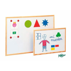 (702-3) FAIBO PIZARRA METÁLICA BLANCA ECONÓMICA MAGNETICA 60X90CM MARCO DE MADERA