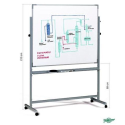 (840/840-5) FAIBO PIZARRA BLANCA ACERO LACADO BLANCO LAS DOS SUPERFICIES VOLTEABLE MARCO DE ALUMINIO CON CAJETÍN 120X200CM
