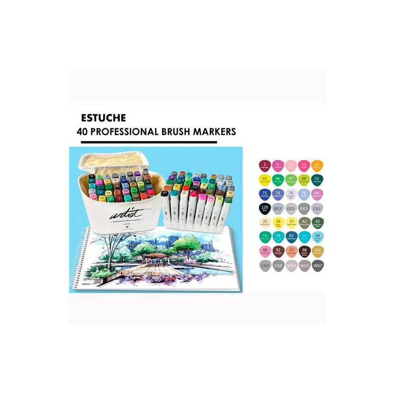 (AB-1240) ALEX BOG ROTULADORES CANVAS LUXE PROFESSIONAL BRUSH MARKET DOBLE PUNTA BISELADA/PINCEL C/SURTIDOS ESTUCHE 40 UD (AB-1240) ALEX BOG ROTULADORES CANVAS LUXE PROFESSIONAL BRUSH MARKET DOBLE PUNTA BISELADA/PINCEL C/SURTIDOS ESTUCHE 40 UD