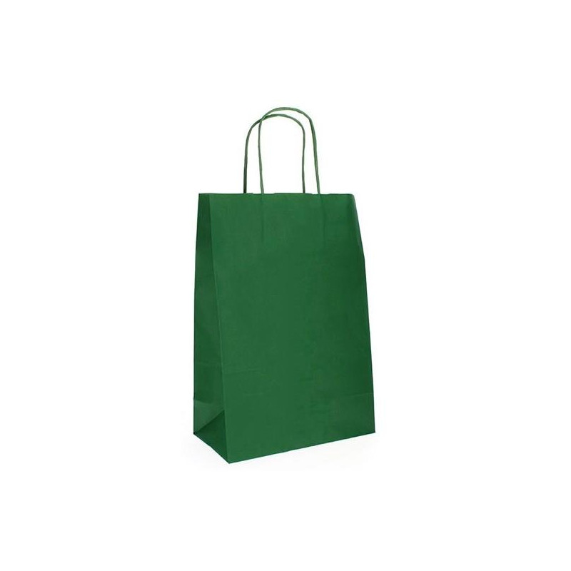 (27266VE) FAMA BOLSA DE ASA RETORCIDA 125GR 21X11X29CM PAPEL VERDE OSCURO