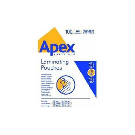 (6003501) FELLOWES FUNDAS DE PLASTIFICAR APEX 125 MICRAS A4 BRILLO PACK 100 UD