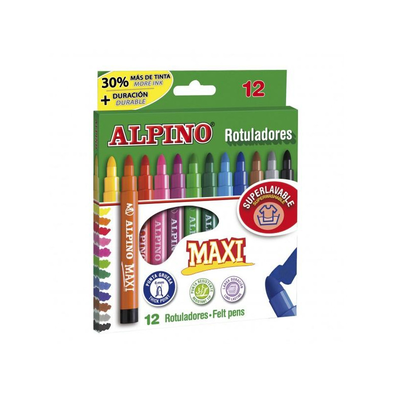 (AR000006N) ALPINO ROTULADORES MAXI PUNTA GRUESA ESTUCHE DE 12 C/SURTIDOS (AR000006N) ALPINO ROTULADORES MAXI PUNTA GRUESA ESTUCHE DE 12 C/SURTIDOS