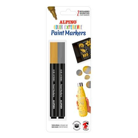 (AR000252) ALPINO ROTULADORES CREA PAINT MARKER MULTISUPERFICIES ORO Y PLATA BLÍSTER 2 UD