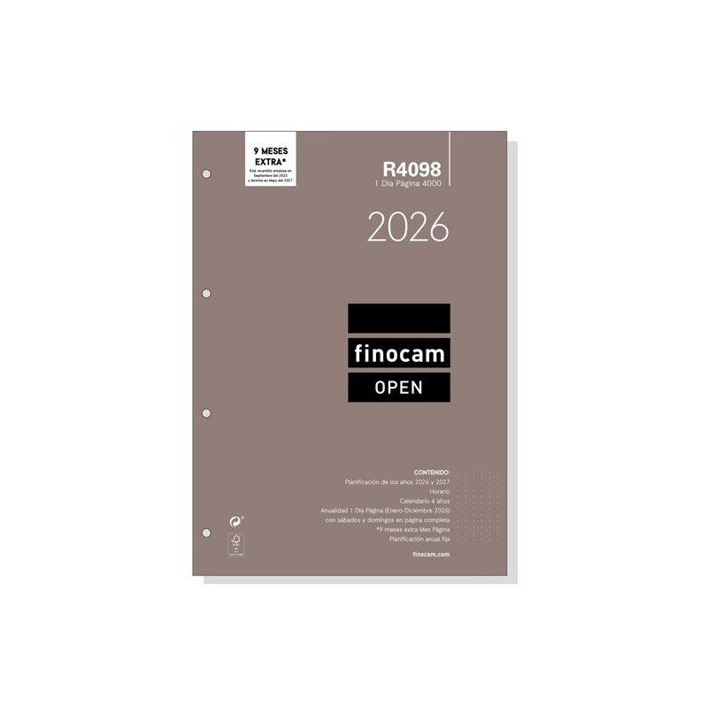 (711650026) FINOCAM RECAMBIO ANUAL AGENDA DE ANILLAS OPEN R4098 4000-210X297MM 1DP 2026 (711650026) FINOCAM RECAMBIO ANUAL AGENDA DE ANILLAS OPEN R4098 4000-210X297MM 1DP 2026