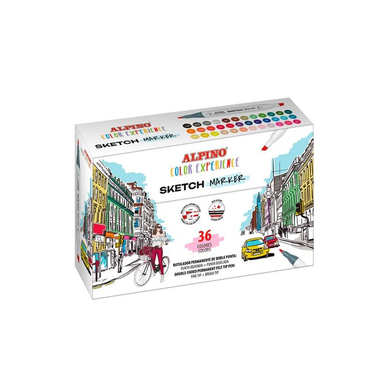 (AR001066) ALPINO ROTULADORES SKETCH MARKER COLOR EXPERIENCE DOBLE PUNTA COLORES SURTIDOS ESTUCHE 36 UD (AR001066) ALPINO ROTULADORES SKETCH MARKER COLOR EXPERIENCE DOBLE PUNTA COLORES SURTIDOS ESTUCHE 36 UD
