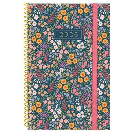 (742213026) FINOCAM AGENDA ESPIRAL DESIGN COLLECTION E5-117X181MM SVH TAPA PP FLORA 2026